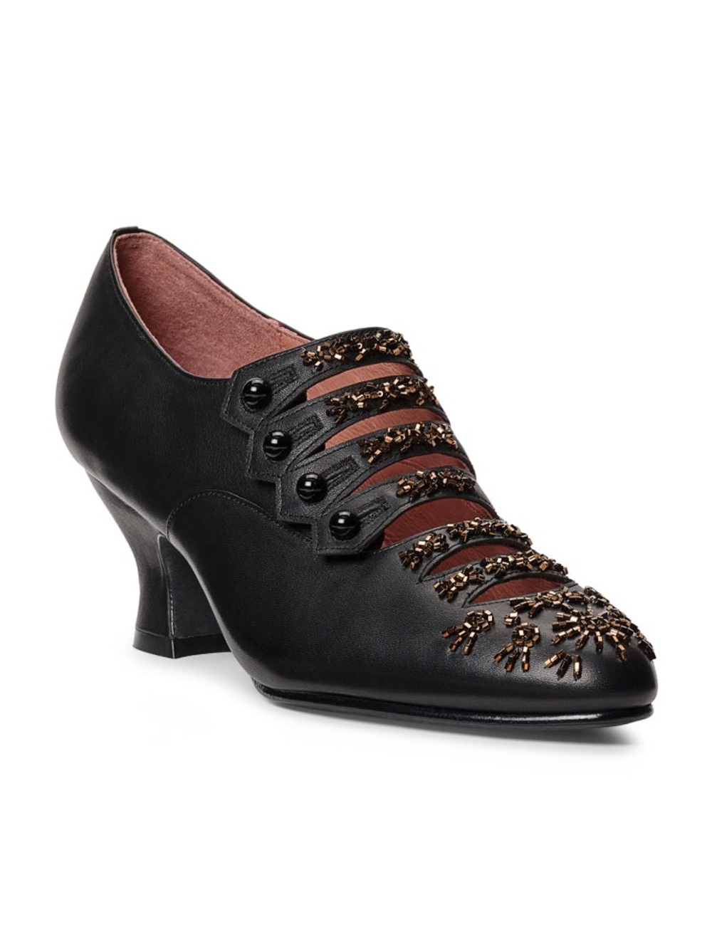 RARE American Duchess Savoy Beaded Edwardian Shoes (Black/Gold) 6